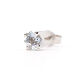 Solitary Studs earrings with square acquamarines in 18kt white gold
