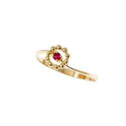 Anello Solitario Easy Flower Rubino Oro Giallo