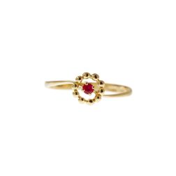 Anello Solitario Easy Flower Rubino Oro Giallo
