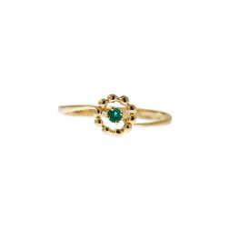 Easy Flower Emerald Yellow Gold Solitaire Ring