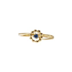 Easy Flower Blue Sapphire Yellow Gold Solitaire Ring