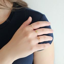 Photo of worn Easy Love Yellow Gold Solitaire Ring
