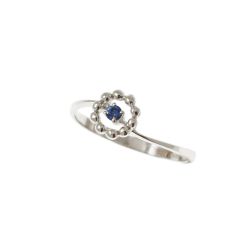 Anello Solitario Easy Flower Zaffiro Blu Oro Bianco
