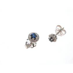 18kt gold earrings with 2 sapphires and natural diamonds