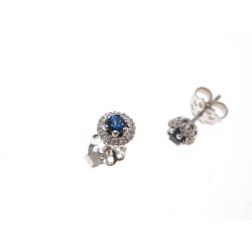 Sapphire Earring Surrounded with Diamonds