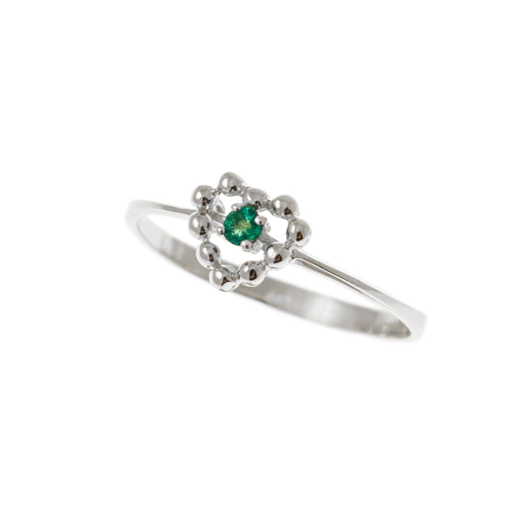 Anello Solitario Easy Love Smeraldo Oro Bianco