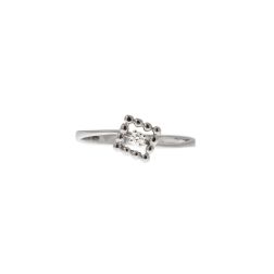 Anello Solitario Easy Square Diamante Oro Bianco