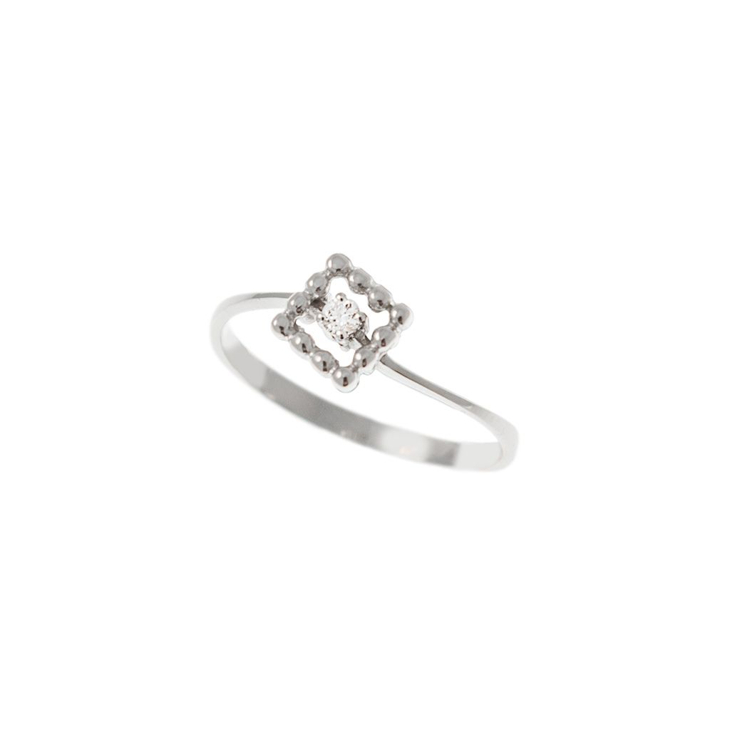 Anello Solitario Easy Square Diamante Oro Bianco