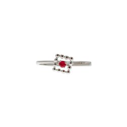 Anello Solitario Easy Square Rubino Oro Bianco