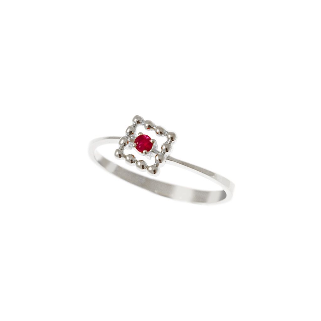 Easy Square Ruby White Gold Solitaire Ring