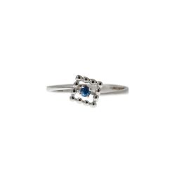 Anello Solitario Easy Square Zaffiro Blu Oro Bianco