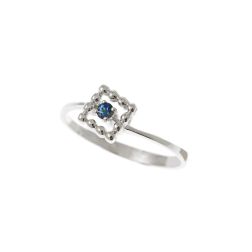 Anello Solitario Easy Square Zaffiro Blu Oro Bianco