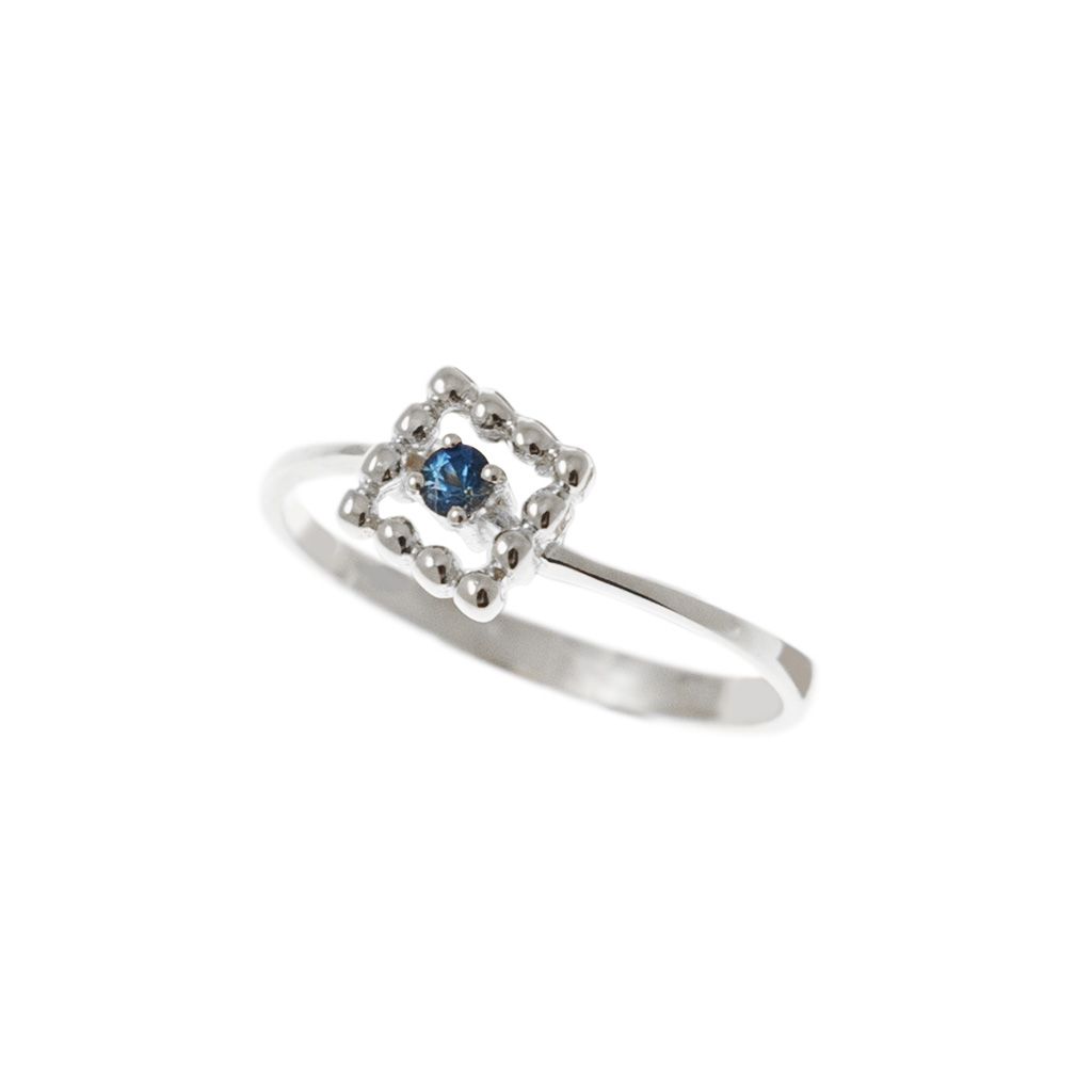 Anello Solitario Easy Square Zaffiro Blu Oro Bianco