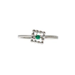 Anello Solitario Easy Square Smeraldo Oro Bianco