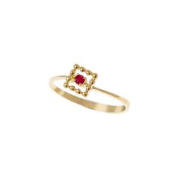 Anello Solitario Easy Square Rubino Oro Giallo