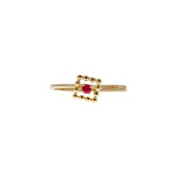 Anello Solitario Easy Square Rubino Oro Giallo