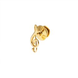 Treble clef brooch in yellow gold