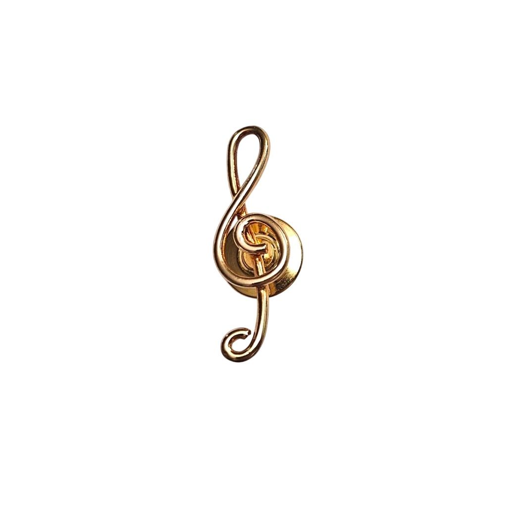 Spilla Chiave di Violino a filo oro giallo - 2.90cm
