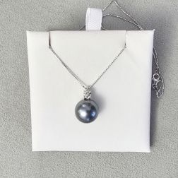 Collana Punto Luce Diamante Brown e Perla Tahiti