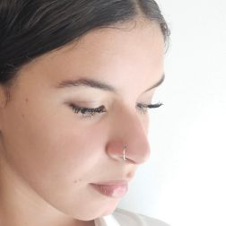 Photo of worn Hoops circles 1cm x 1mm in white gold