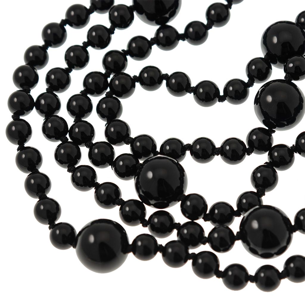 Black Onix 16.5mm - 8.5mm Spheres 170cm Long Necklace