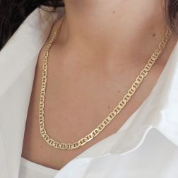 Collana Traversino 50cm x 5mm Oro Giallo foto indossata