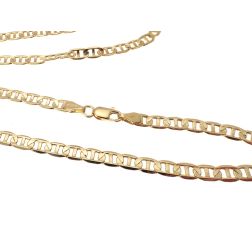 Yellow Gold "Traversino" chain Necklace 50cm x 4.30mm