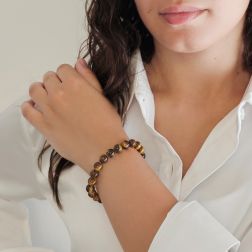 Photo of worn Elastic bracelet with 8.50mm Tiger's Eye beads