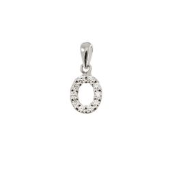 Initial Letter "O" Pendant with Diamonds in 18kt White Gold
