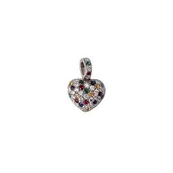 Diamonds and Color Gems Pavè Rounded Heart Pendant