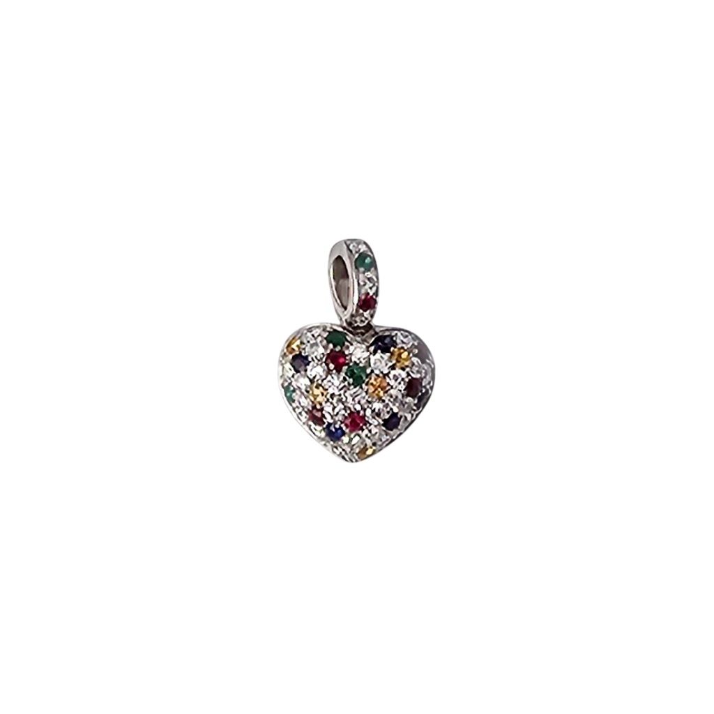 Diamonds and Color Gems Pavè Rounded Heart Pendant