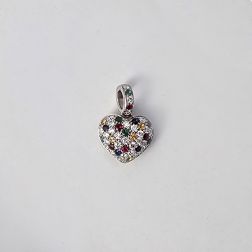 Diamonds and Color Gems Pavè Rounded Heart Pendant