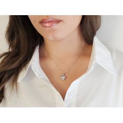 photo of worn Diamonds and Color Gems Pavè Rounded Heart Pendant