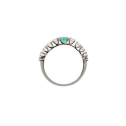 Solitario Contornato Veretta Scalare Smeraldo e Diamanti Oro Bianco - misura 12