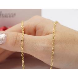 Photo of worn 50cm Necklace with oval chain 18kt yellow gold