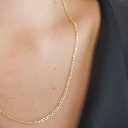 Photo of worn Necklace 49cm/50cm flat oval faceted grumetta chain 2.20mm
