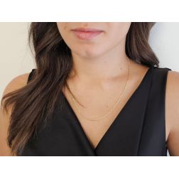 Photo of worn Necklace 49cm/50cm flat oval faceted grumetta chain 2.20mm