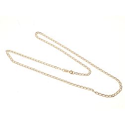 Necklace flat oval faceted grumetta chain