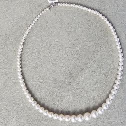 Girocollo Perle Scalare 9.7mm - 3.3mm - Chiusura moschettone Oro Bianco