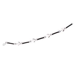 Segmented White Gold and Natural Rubber Bracelet with Anchors