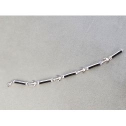 Segmented White Gold and Natural Rubber Bracelet with Anchors