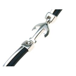 Bracciale in Oro Bianco e Caucciù a segmenti con Ancore