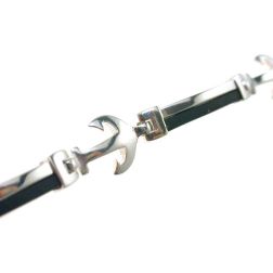 Bracciale in Oro Bianco e Caucciù a segmenti con Ancore