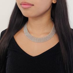 Photo of worn Magnificent white gold large necklace - 40cm x 19.20mm