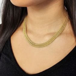 Magnificent yellow gold necklace - 43cm X 9.80mm foto indossata