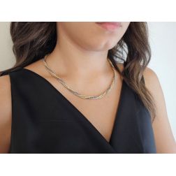 Photo of worn Tricolour Braided Torchon Chain Necklace