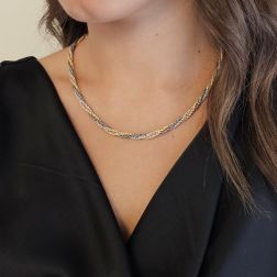 Photo of worn Tricolour Braided Torchon Chain Necklace