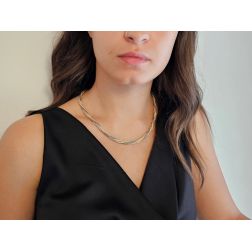 Photo of worn Tricolour Braided Torchon Chain Necklace