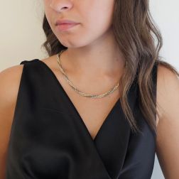 Photo of worn Tricolour Braided Torchon Chain Necklace