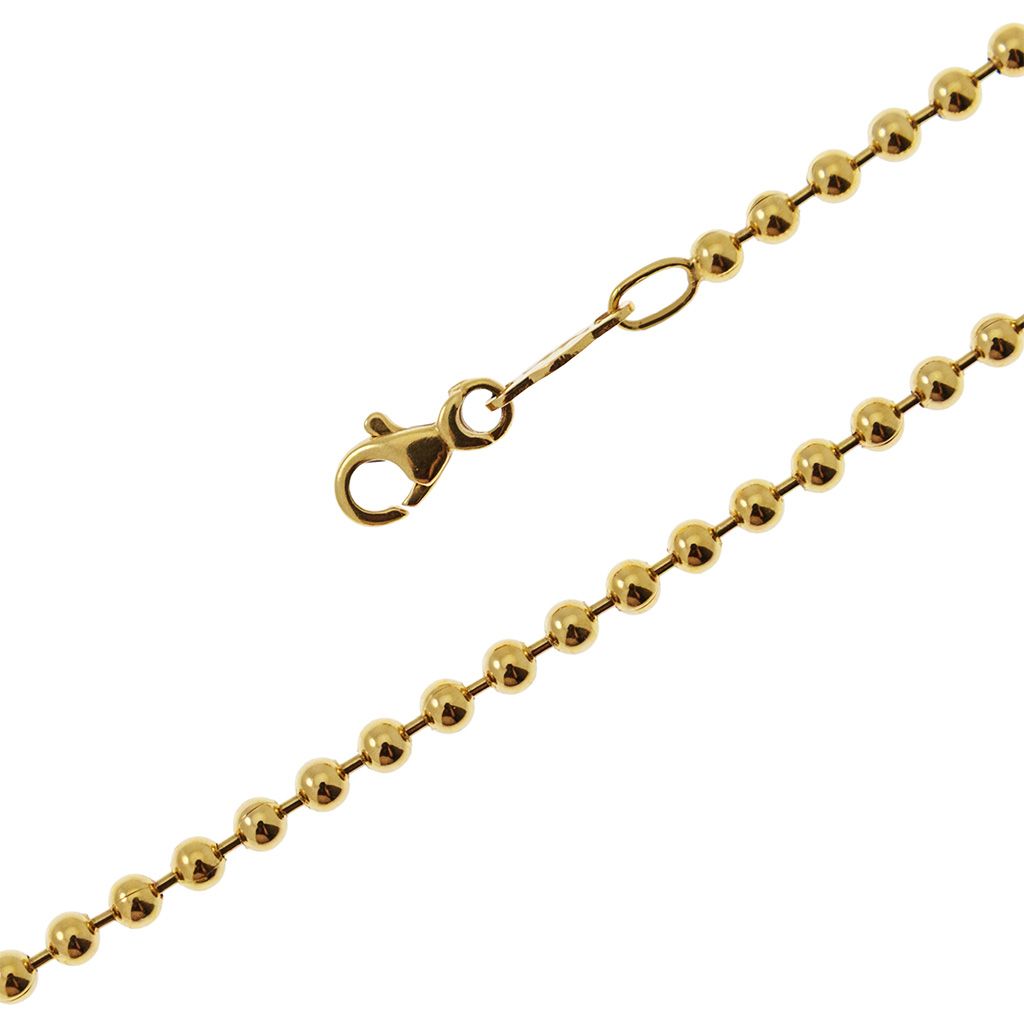 46cm x 3mm Yellow Gold Ball Necklace